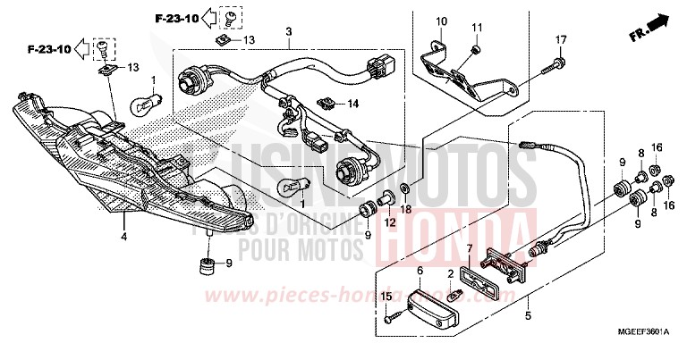 FEUX COMBINES ARRIERE (2) de VFR1200F DCT PEARL GLARE WHITE (NHB53) 2015